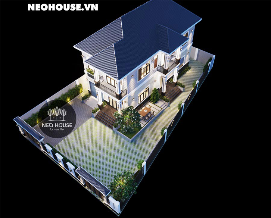 Mẫu nhà 2 tầng 120m2 mái Nhật