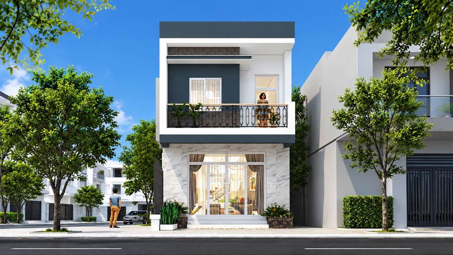 Mẫu nhà 2 tầng 900 triệu 2 phòng ngủ