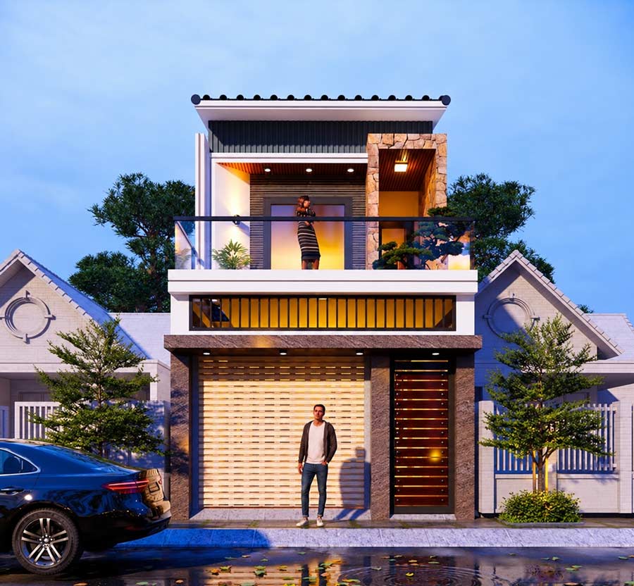 Mẫu nhà 2 tầng 900 triệu 2 phòng ngủ