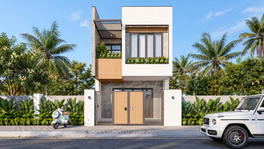Mẫu nhà 2 tầng 900 triệu 3 phòng ngủ