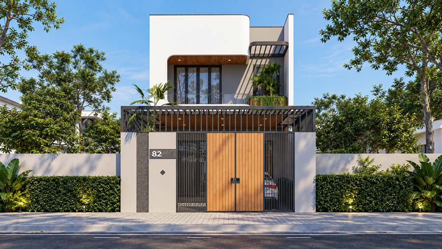 Mẫu nhà 2 tầng 900 triệu hiện đại