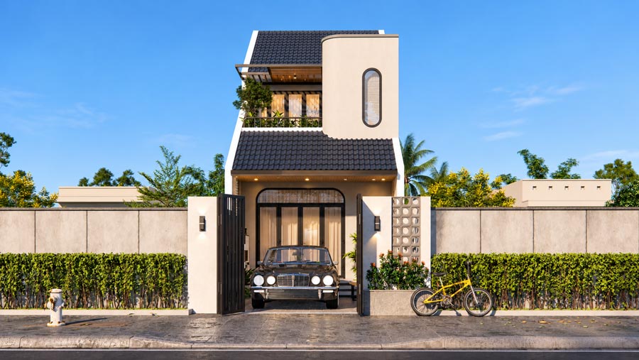 Mẫu nhà 2 tầng 900 triệu mái Nhật