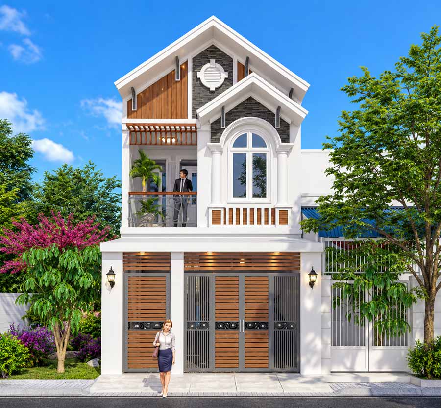 Mẫu nhà 2 tầng 900 triệu mái Thái
