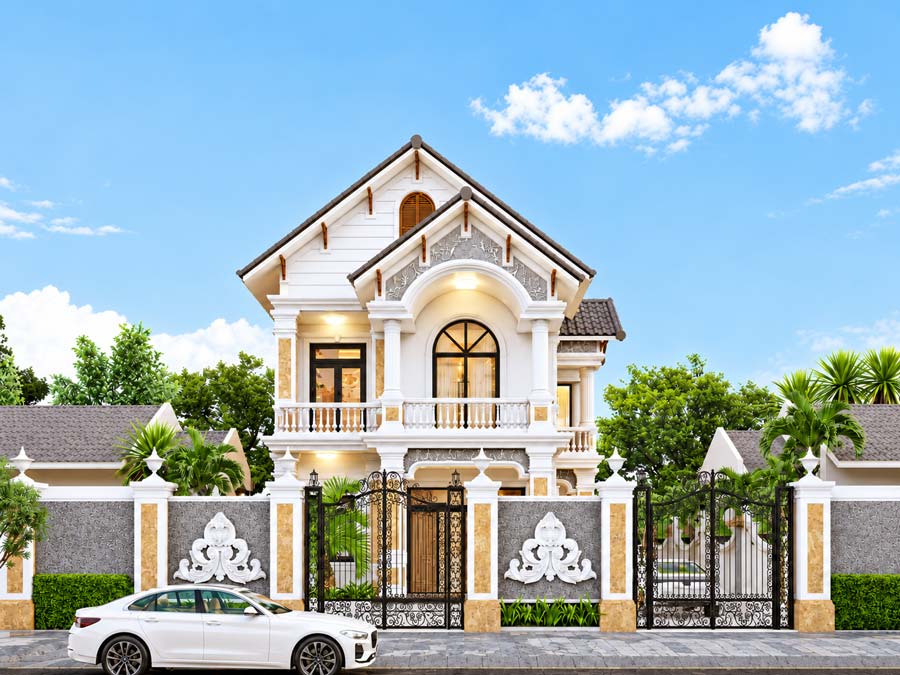 Mẫu nhà mái Thái 2 tầng 8x12 3 phòng ngủ