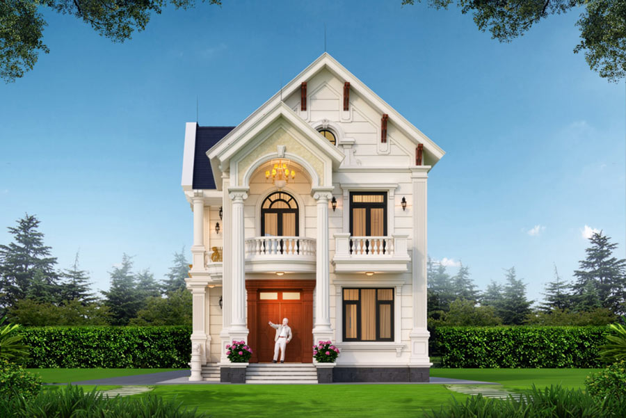 Mẫu nhà 2 tầng mái Thái 8x12 4 phòng ngủ