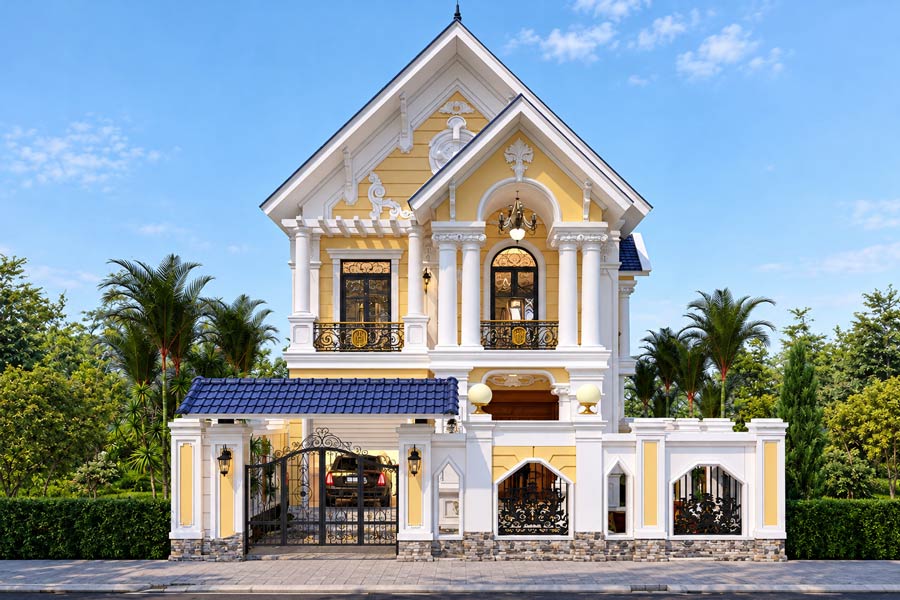 Mẫu nhà 2 tầng mái Thái 8x12 tân cổ điển
