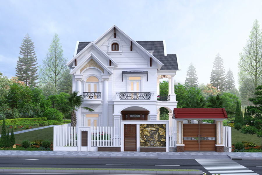 Mẫu nhà 2 tầng mái Thái 2 tầng 8x12 ở nông thôn