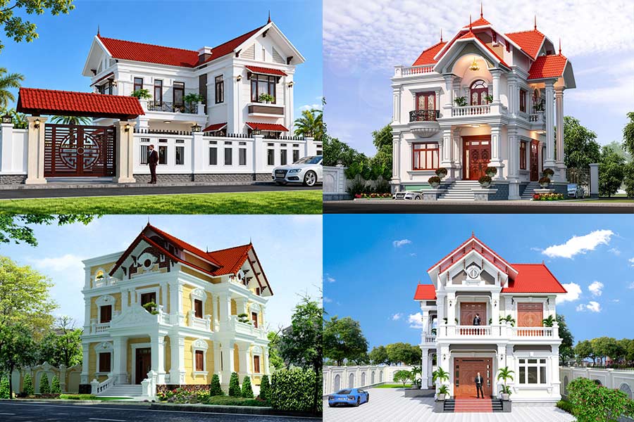 Mẫu thiết kế nhà 2 tầng mái ngói đỏ đẹp, ấn tượng nhất