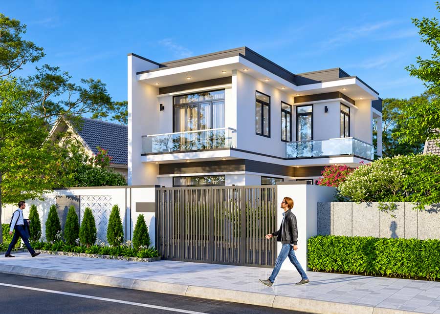 Mẫu nhà chữ L 2 tầng 400 triệu 2 phòng ngủ