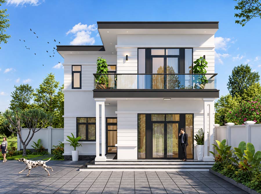 Mẫu nhà chữ L 2 tầng 400 triệu đẹp ở nông thôn