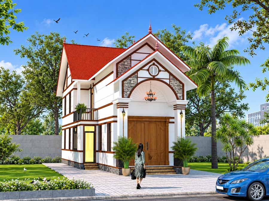 Mẫu nhà chữ L 2 tầng 400 triệu cho vợ chồng trẻ