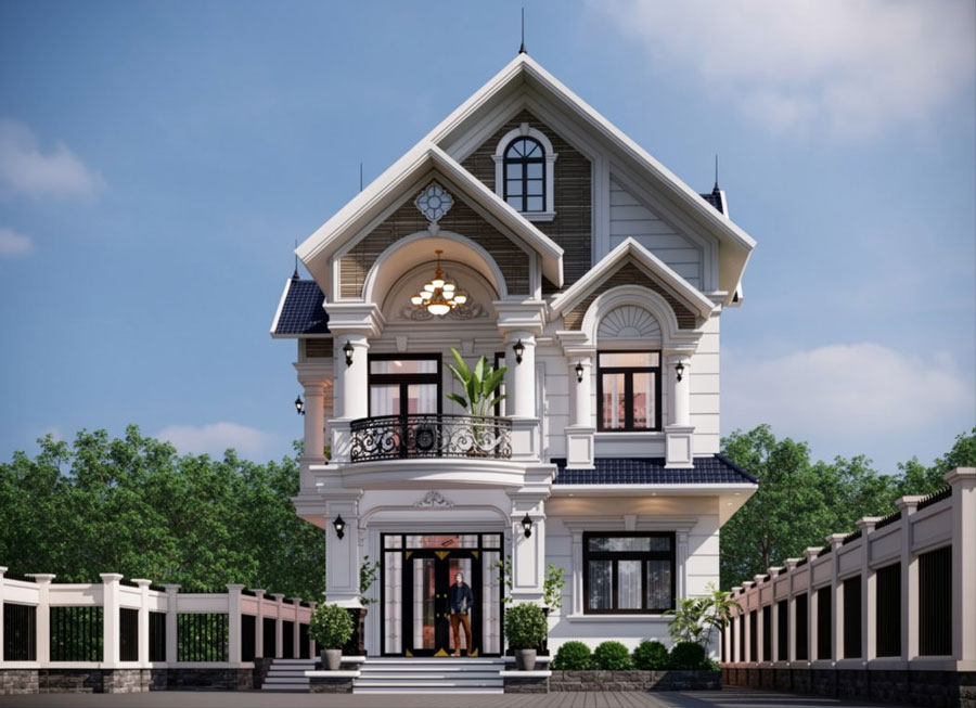 Mẫu nhà mái Thái 2 tầng 3 phòng ngủ 1 phòng thờ