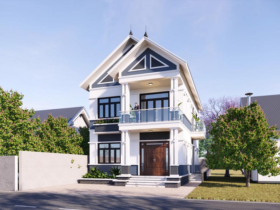 Mẫu nhà mái Thái 2 tầng 3 phòng ngủ 100m2