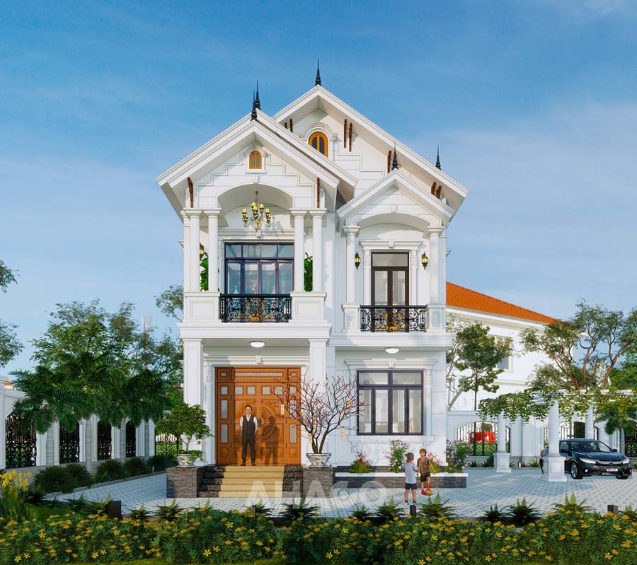 Mẫu nhà mái Thái 2 tầng 3 phòng ngủ 100m2