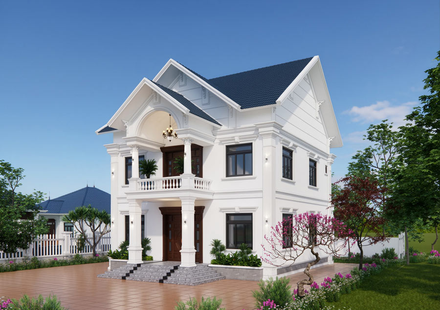 Mẫu nhà mái Thái 2 tầng 3 phòng ngủ 120m2