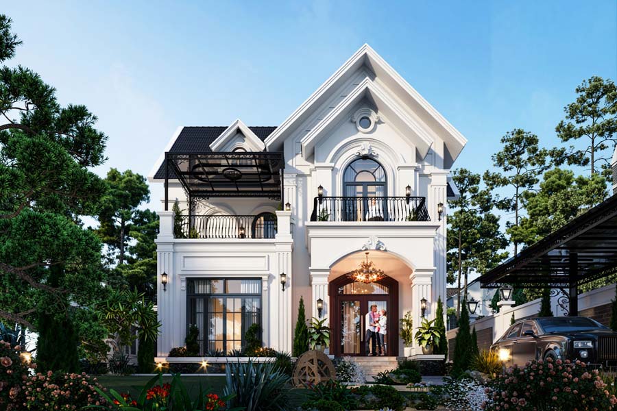 Mẫu nhà mái Thái 2 tầng 3 phòng ngủ 120m2