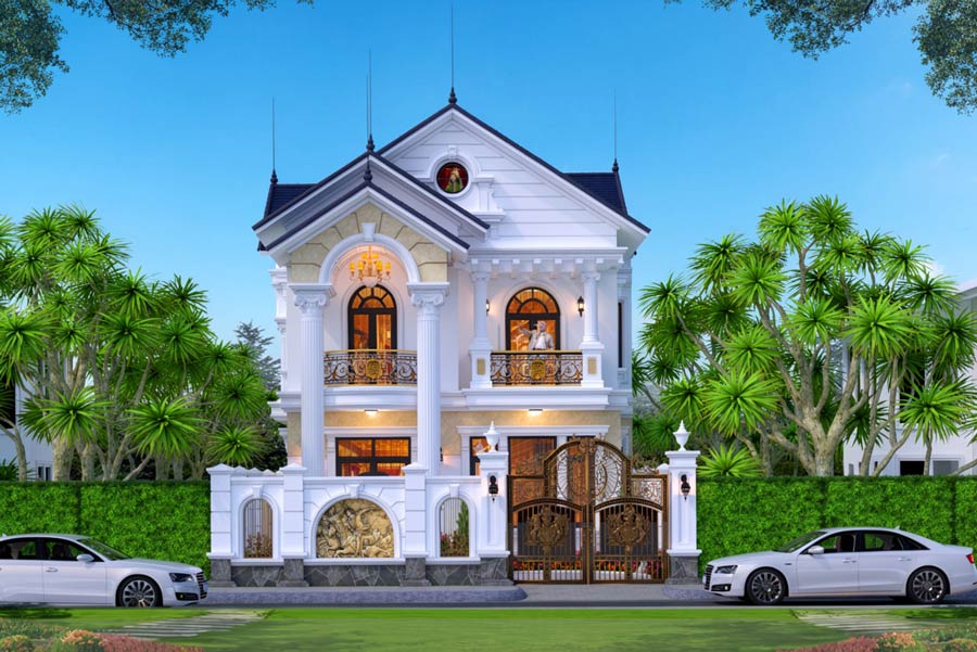 Mẫu nhà mái Thái 2 tầng 3 phòng ngủ 120m2