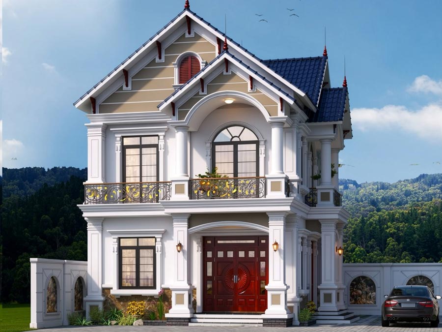 Mẫu nhà mái Thái 2 tầng 3 phòng ngủ 150m2