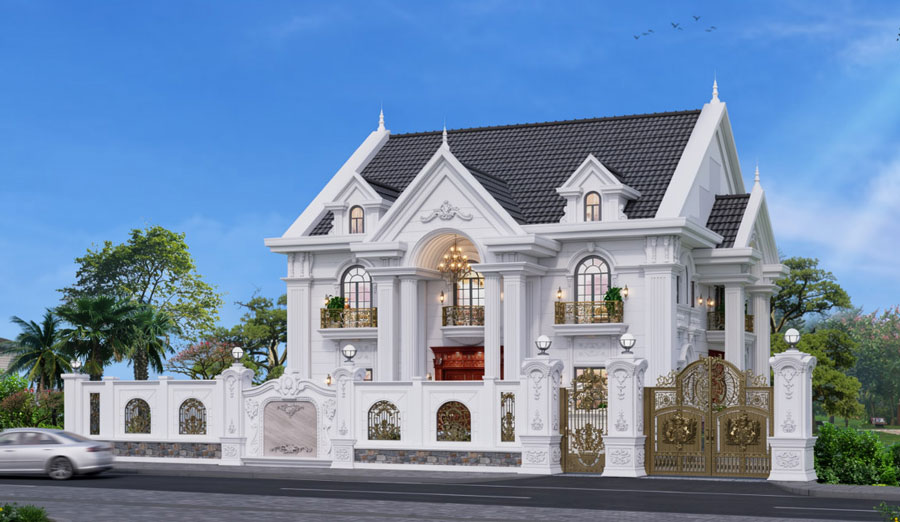 Mẫu nhà mái Thái 2 tầng 3 phòng ngủ 150m2