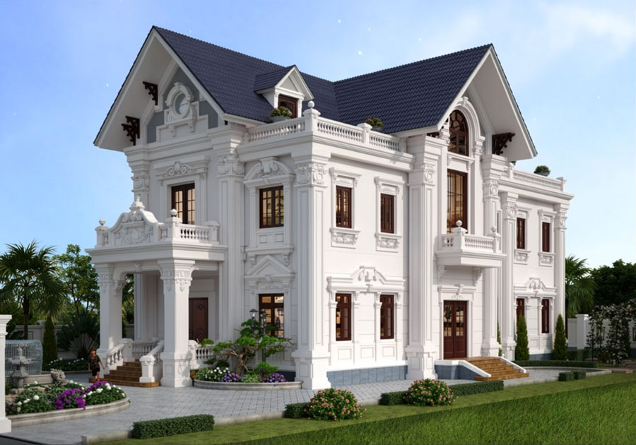 Mẫu nhà mái Thái 2 tầng 3 phòng ngủ 150m2