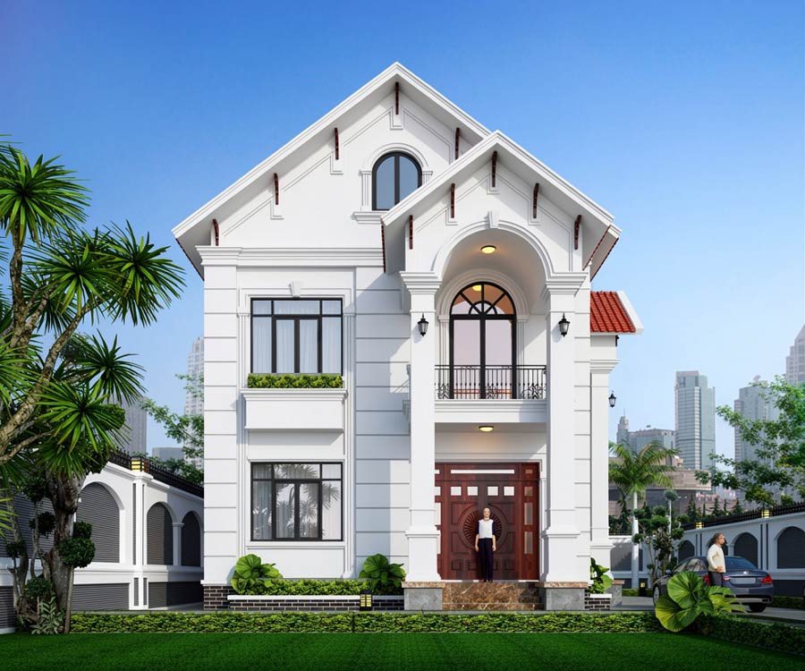 Mẫu nhà mái Thái 2 tầng 3 phòng ngủ tân cổ điển