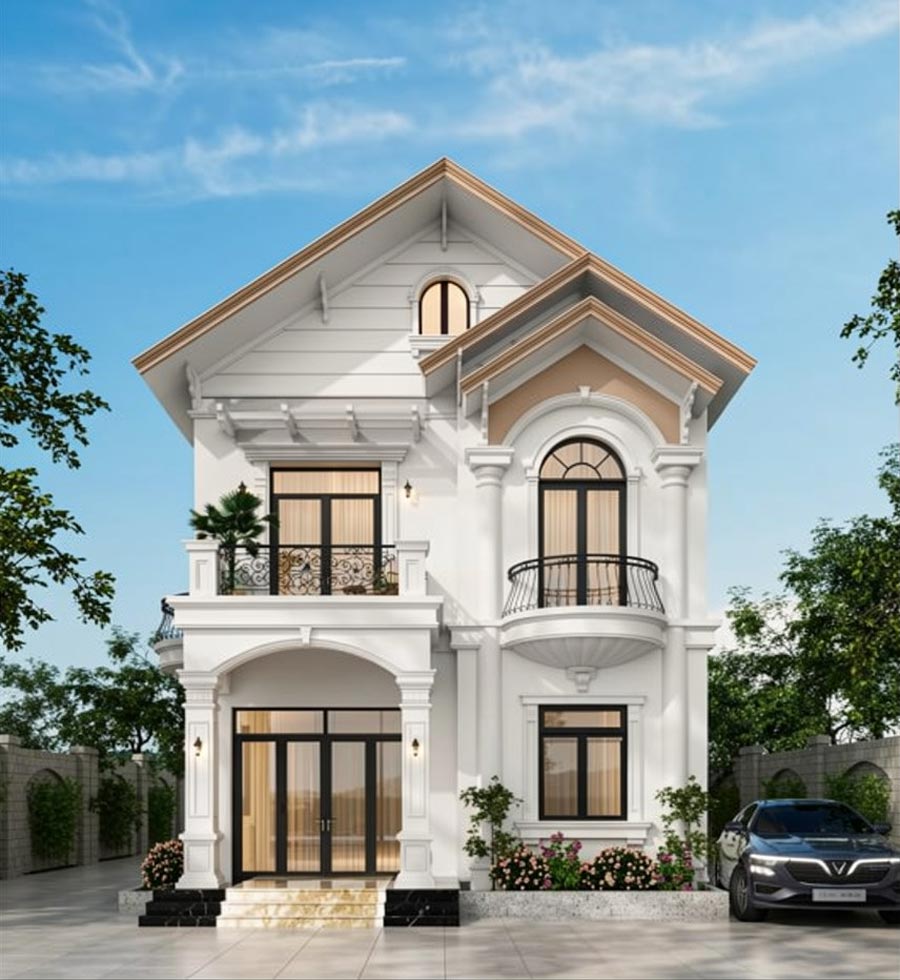Mẫu nhà mái Thái 2 tầng 3 phòng ngủ có sân vườn