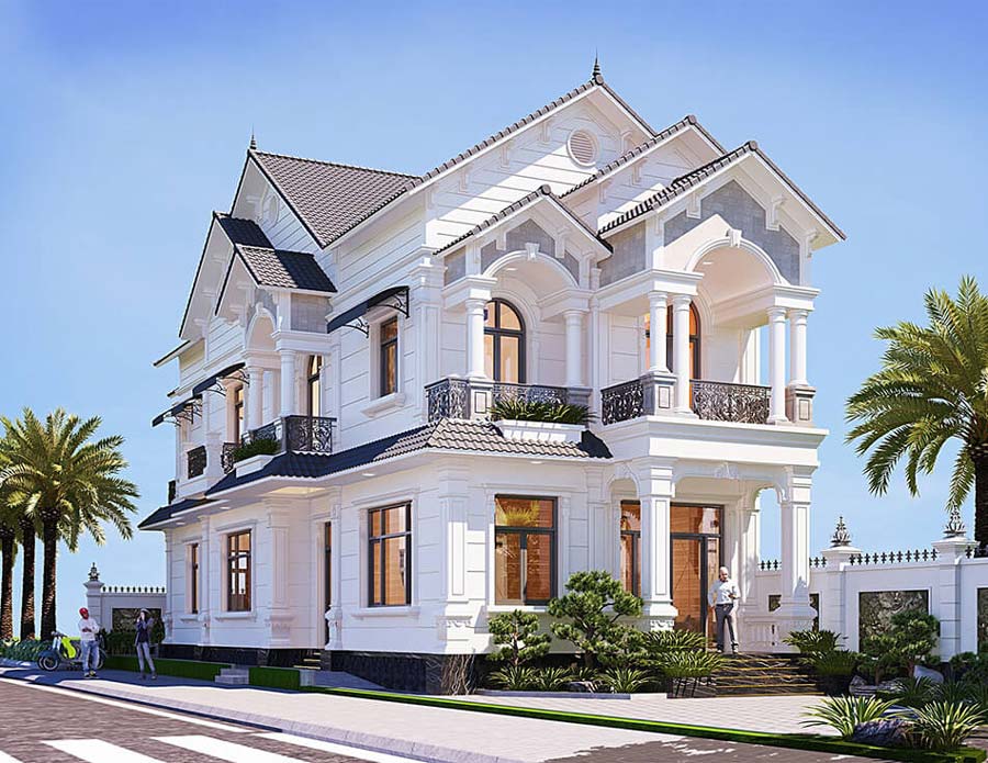 Mẫu nhà mái Thái 2 tầng 4 phòng ngủ 1 phòng thờ