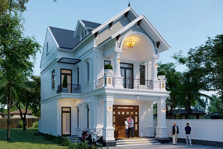 Mẫu nhà mái Thái 2 tầng 4 phòng ngủ 100m2