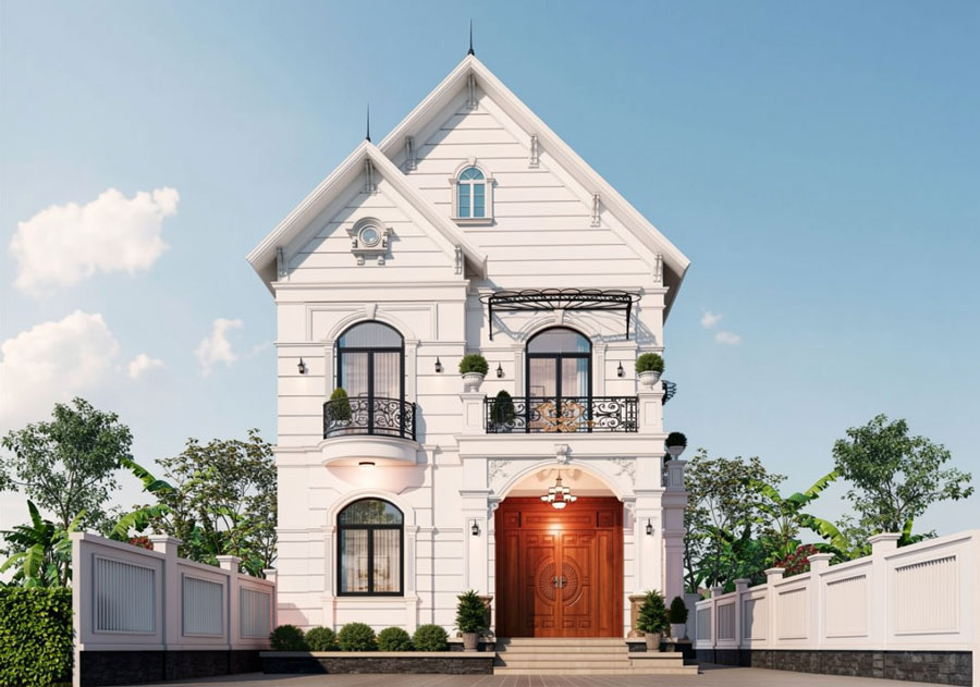 Mẫu nhà mái Thái 2 tầng 4 phòng ngủ 100m2