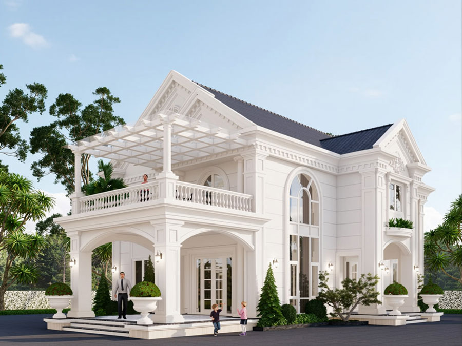 Mẫu nhà mái Thái 2 tầng 4 phòng ngủ 120m2