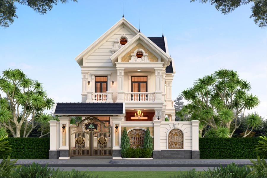 Mẫu nhà mái Thái 2 tầng 4 phòng ngủ 140m2
