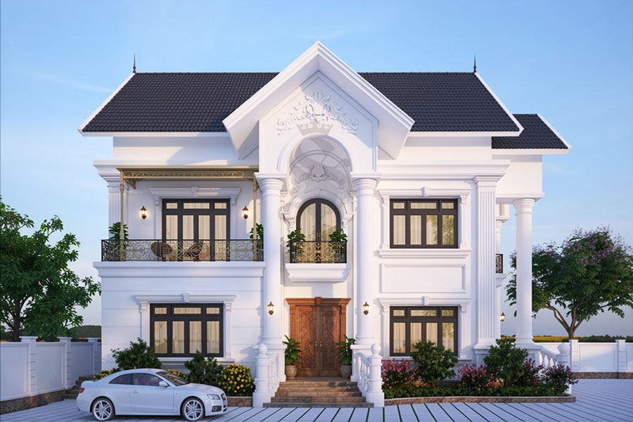Mẫu nhà mái Thái 2 tầng 4 phòng ngủ 140m2