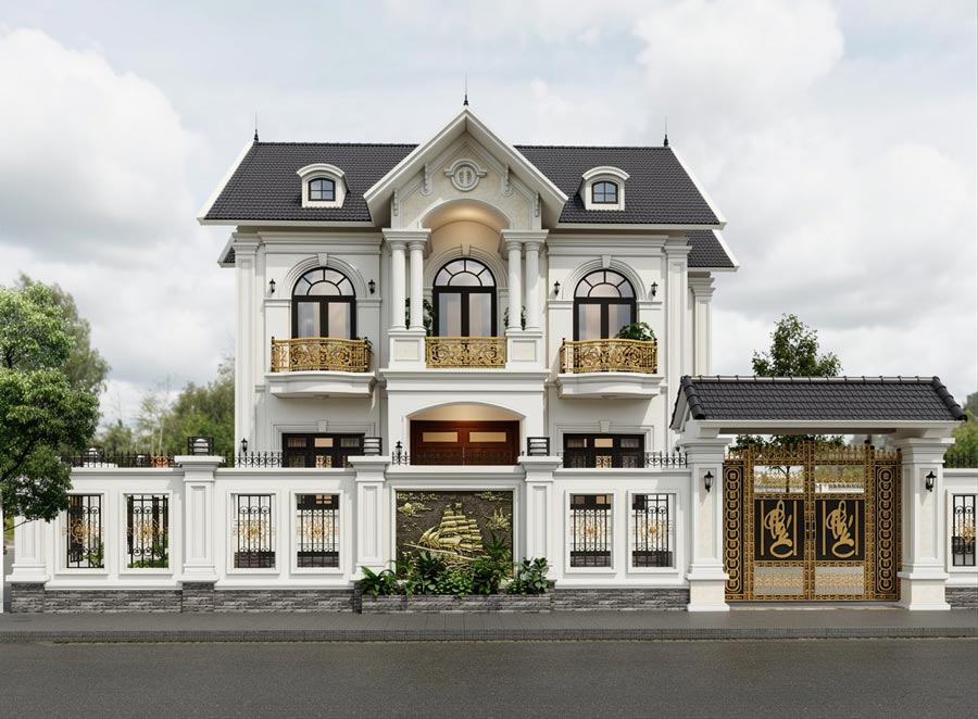 Mẫu nhà mái Thái 2 tầng 4 phòng ngủ 140m2