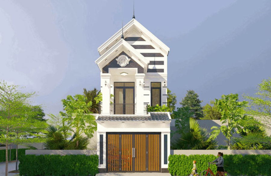 Mẫu nhà mái Thái 2 tầng 4 phòng ngủ 5x20m