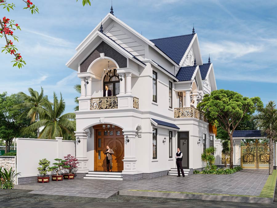 Mẫu nhà mái Thái 2 tầng 4 phòng ngủ 5x20m
