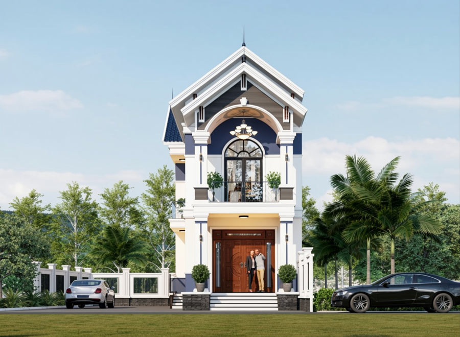 Mẫu nhà mái Thái 2 tầng 4 phòng ngủ 6x15m