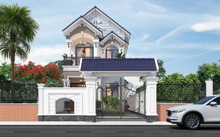 Mẫu nhà mái Thái 2 tầng 4 phòng ngủ 6x15m