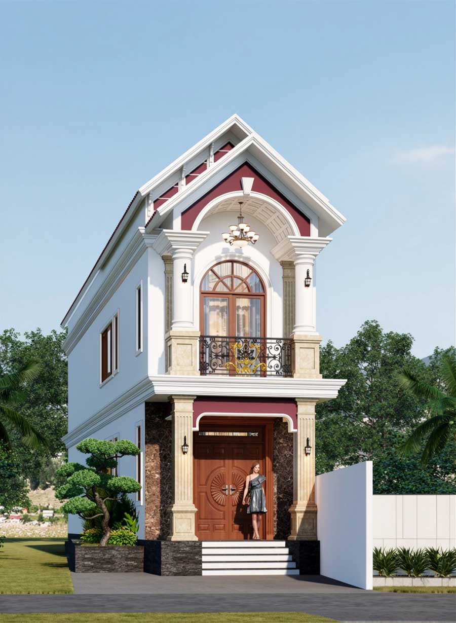 Mẫu nhà mái Thái 2 tầng 4 phòng ngủ 6x15m