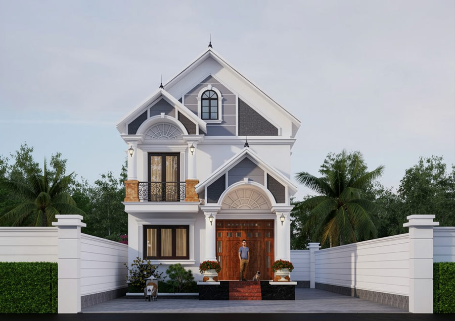 Mẫu nhà mái Thái 2 tầng 4 phòng ngủ 7x20m