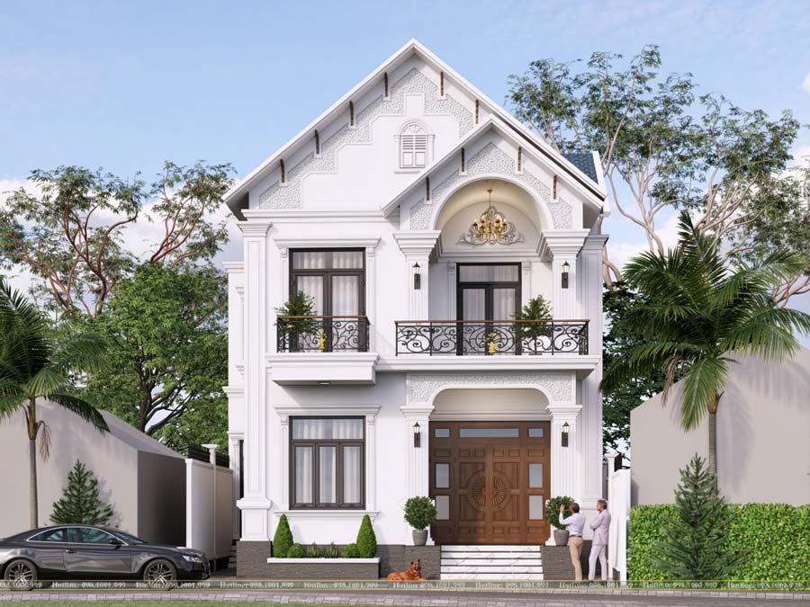 Mẫu nhà mái Thái 2 tầng 4 phòng ngủ tân cổ điển