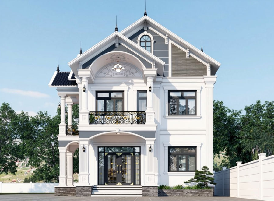 Mẫu nhà mái Thái 2 tầng 5 phòng ngủ 1 phòng thờ