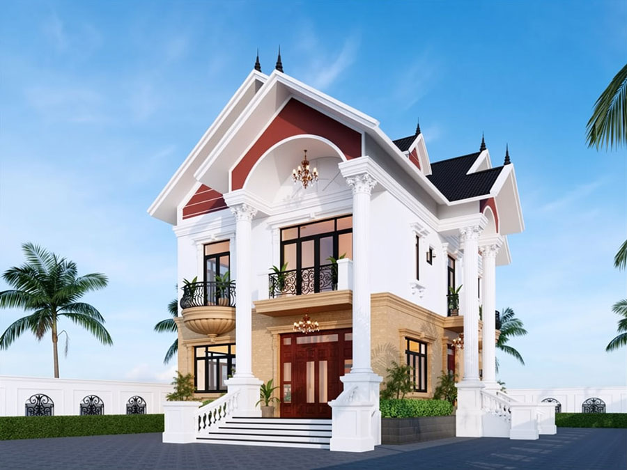 Mẫu nhà mái Thái 2 tầng 8x12m