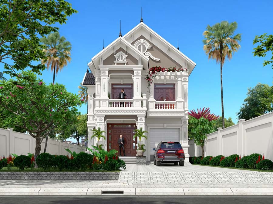 Mẫu nhà mái Thái 2 tầng 8x15m