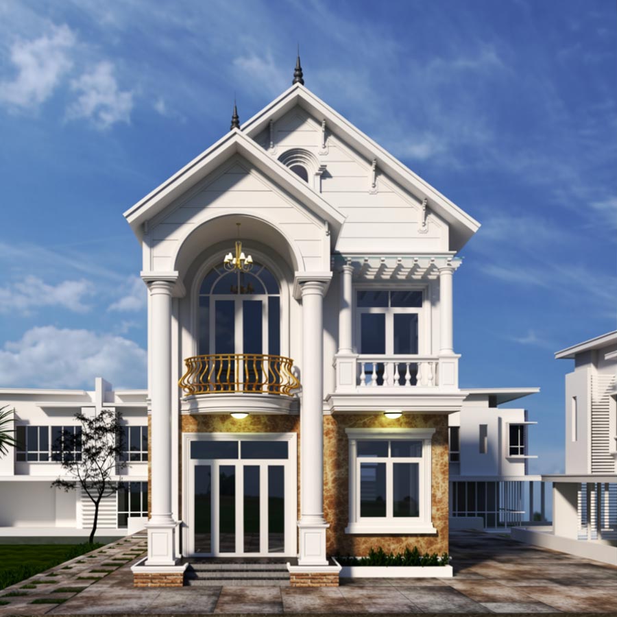 Mẫu nhà mái Thái 2 tầng 8x18m