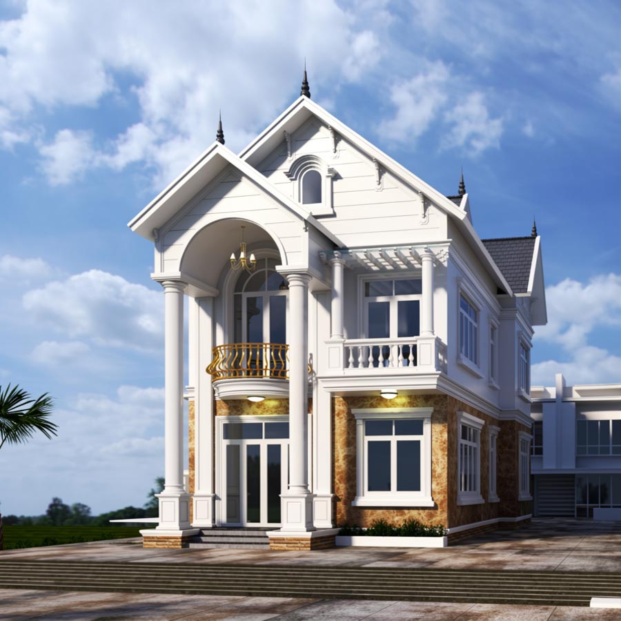 Mẫu nhà mái Thái 2 tầng 8x18m