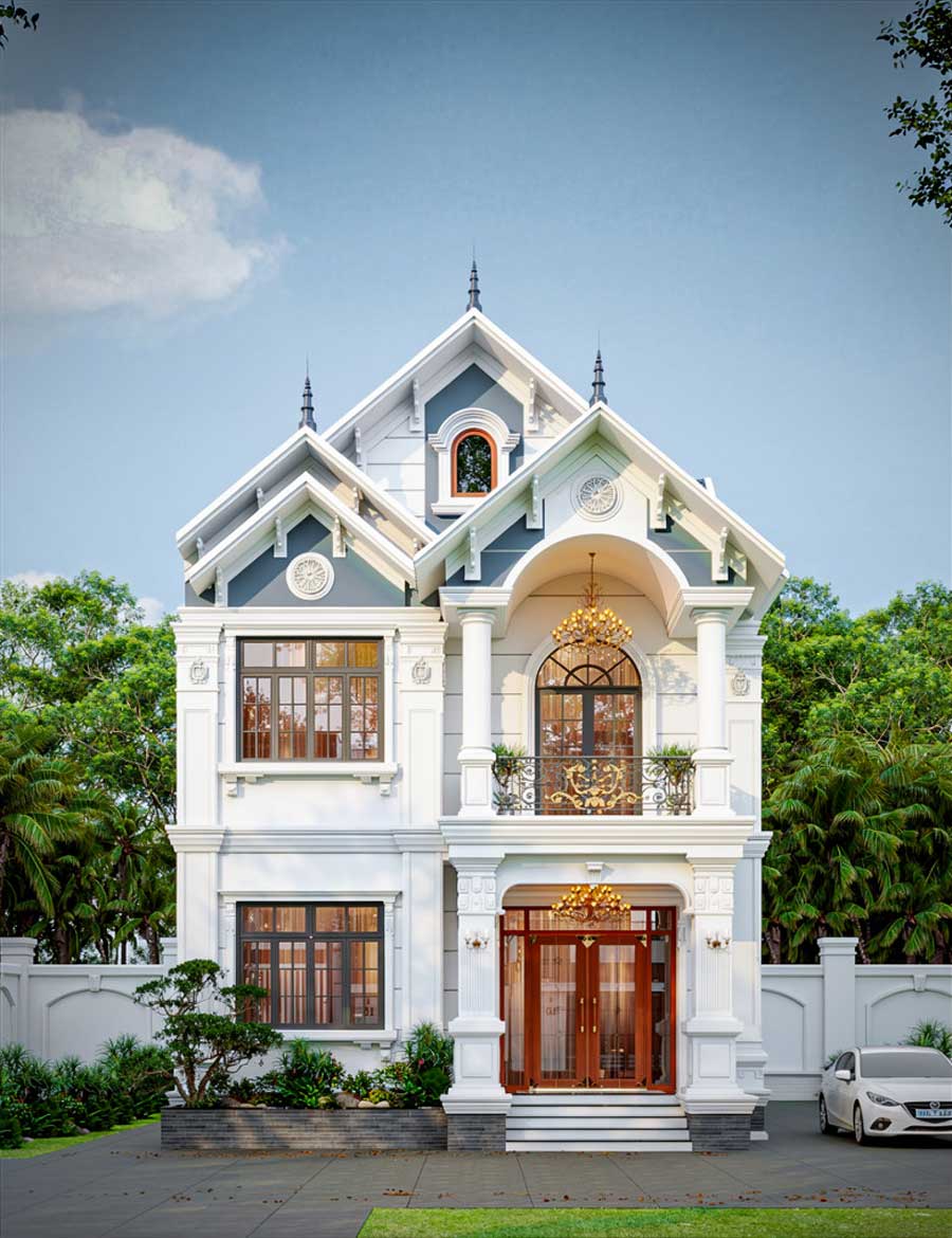 Mẫu nhà mái Thái 2 tầng 8x8m