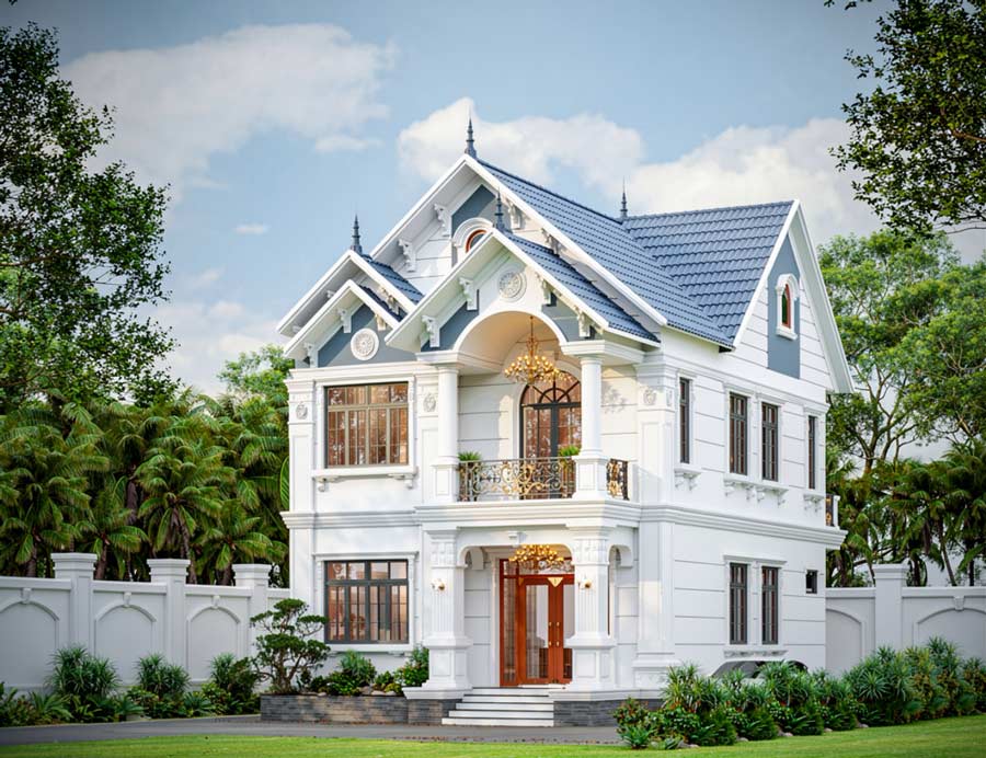 Mẫu nhà mái Thái 2 tầng 8x8m