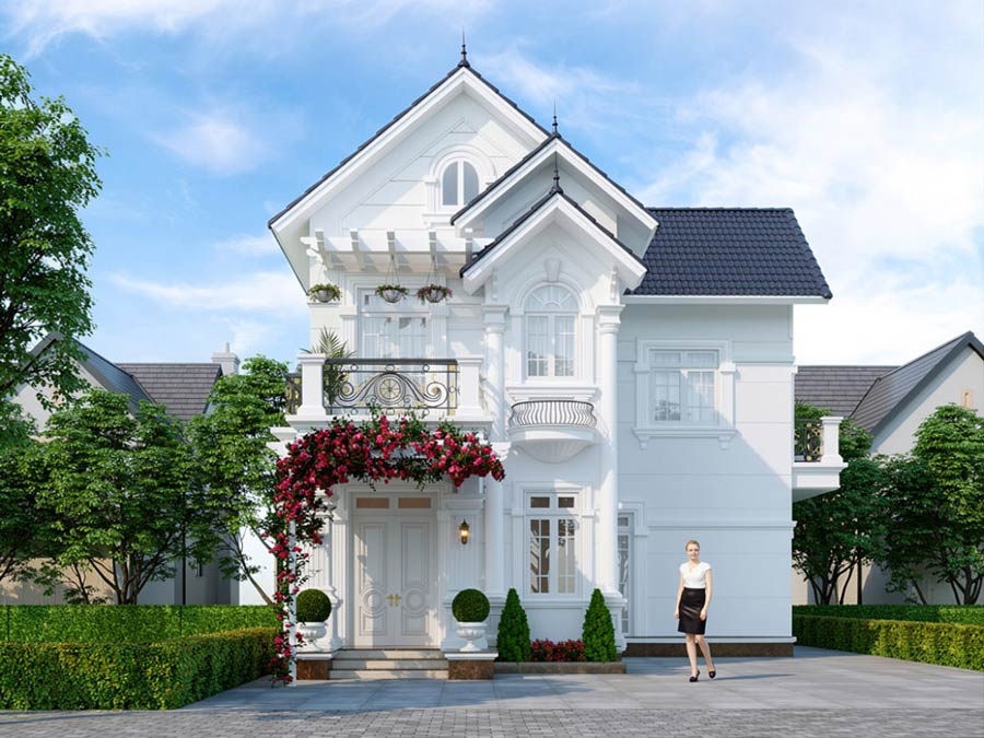 Mẫu nhà mái Thái 2 tầng 8x8m