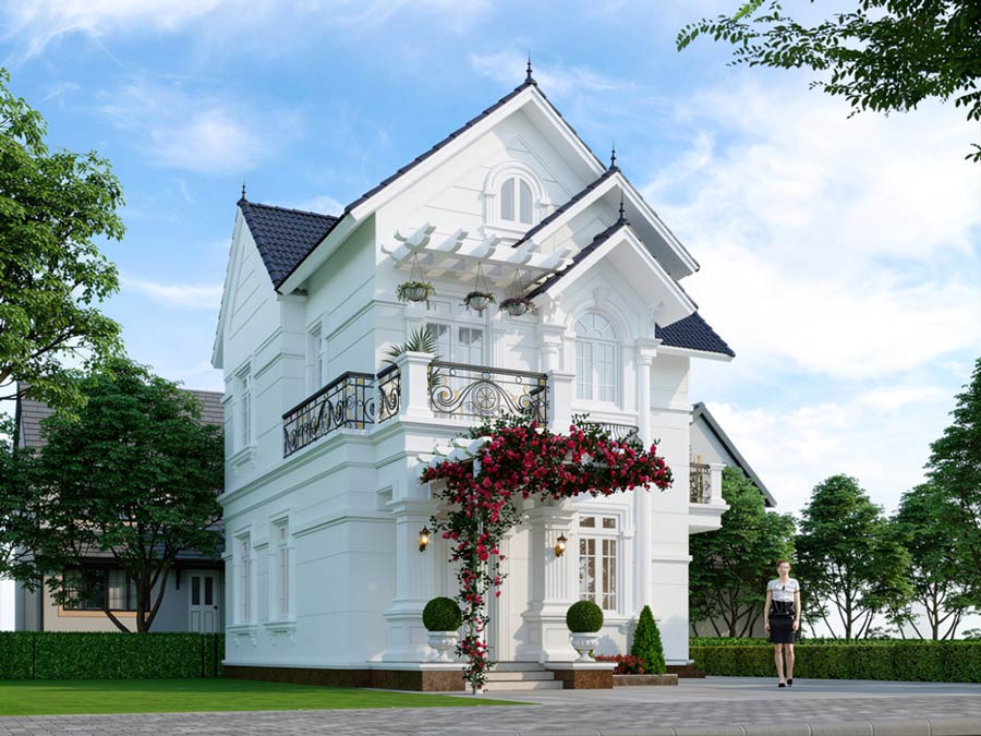 Mẫu nhà mái Thái 2 tầng 8x8m