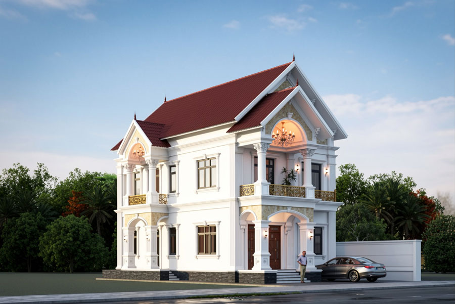 Mẫu nhà ống 2 tầng mái Thái 6x18m